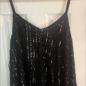 Torrid Black Sequin Fringe Top